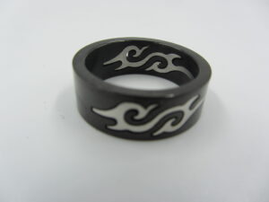 Men's Fashion Ring - Black with Inset Rune