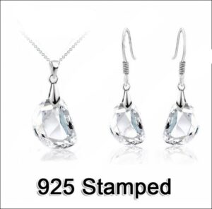 Silver Crystal Necklace/Pendant Earrings 2 Piece Set