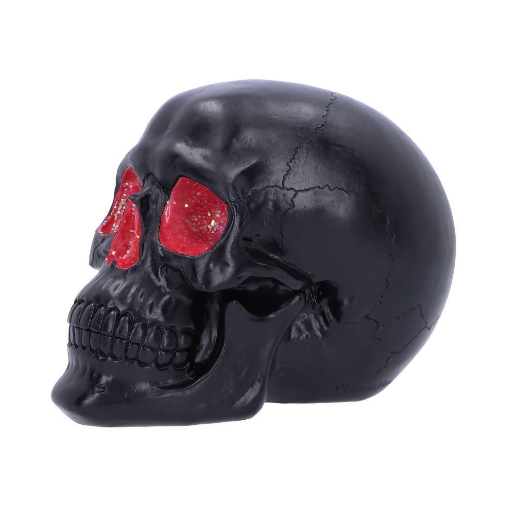 Geode Skull Black Red Gothic Glitter Skull Figurine - Image 2