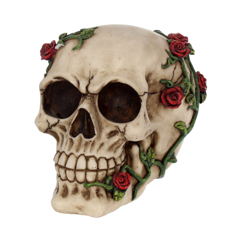 Rose From Beyond 15cm Gothic Rose Vine Covered Skull Figurine - Image 2