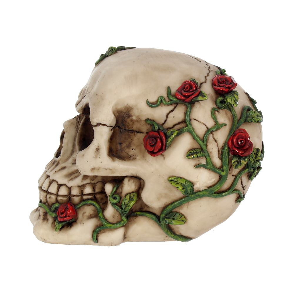 Rose From Beyond 15cm Gothic Rose Vine Covered Skull Figurine - Image 3