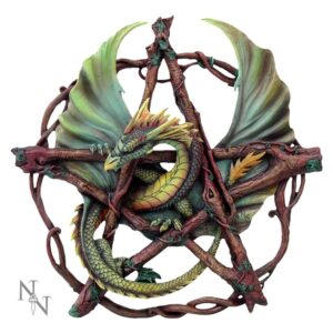 Anne Stokes Green Forest Pentagram Dragon Wall Plaque
