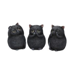 Three Wise Fat Cat Figurines 8.5cm - 3 Wise Cute Cats