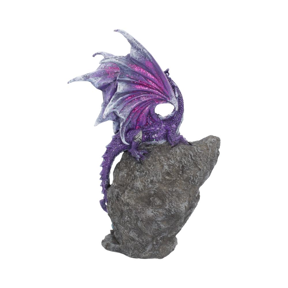 Amethyst Custodian Fantasy Purple Dragon Sitting On A Geode 22cm - Image 3