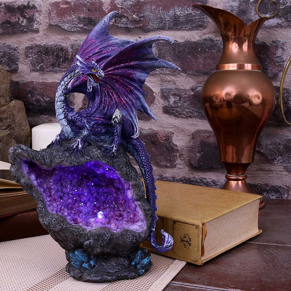 Amethyst Custodian Fantasy Purple Dragon Sitting On A Geode 22cm - Image 5