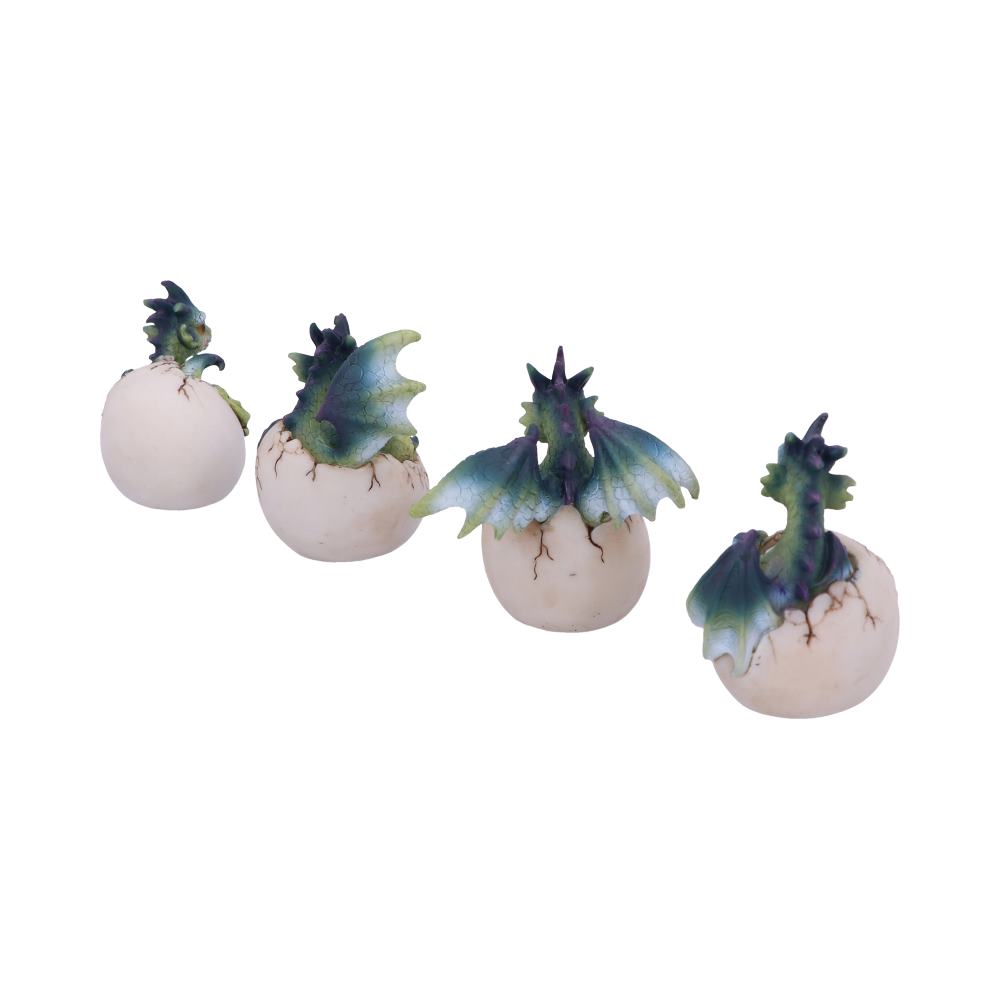 Set of Four Hatchlings Emergence Dragonling Hatching from Egg Figurine - Image 4