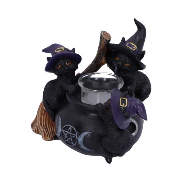Familiar Cauldron Black Cat Candle Holder 12.5cm - Image 2