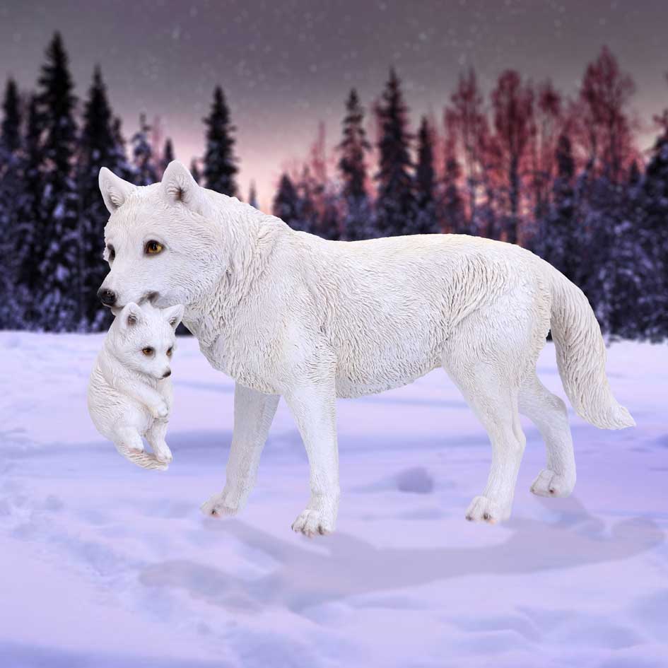 Winter Bond Mother Wolf and Pup Figurine 30cm - Image 5