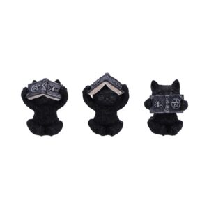 Three Wise Witchy Black Spell Cats 8.5cm