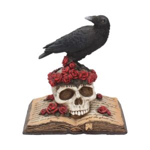 Heartaches Reflection Raven Figurine Skull Rose Valentine Ornament