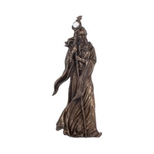 Bronzed Wizard Merlin Figurine Arthurian Magic Sorcerer Ornament
