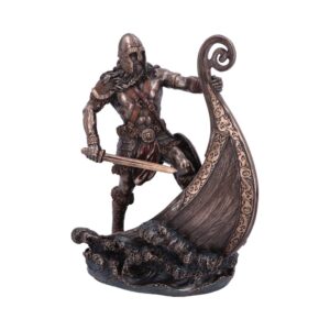 Bronzed Halvor Viking Longship Figurine