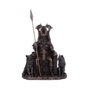 Bronzed Odin All Father Wolves and Throne Figurine