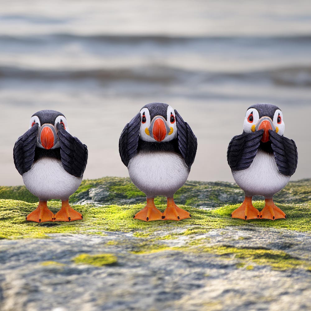 Three Wise Puffin Figurines - Image 5