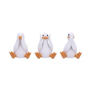 Three Wise Goofy Geese Figurines in See no, Hear no, Speak no evil poses