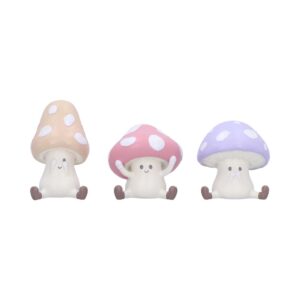 Three Wise Multicoloured Toadstool Figurines in See no, Hear no, Speak no evil poses