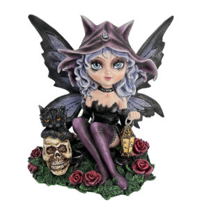 Midnight Fae Gothic Fairy with Cat Figurine