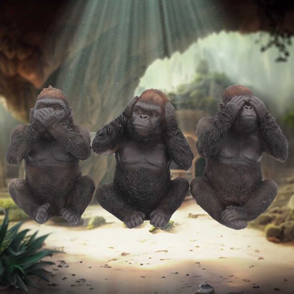 Three Wise Gorillas Figurine Gorilla Ornaments - Image 5