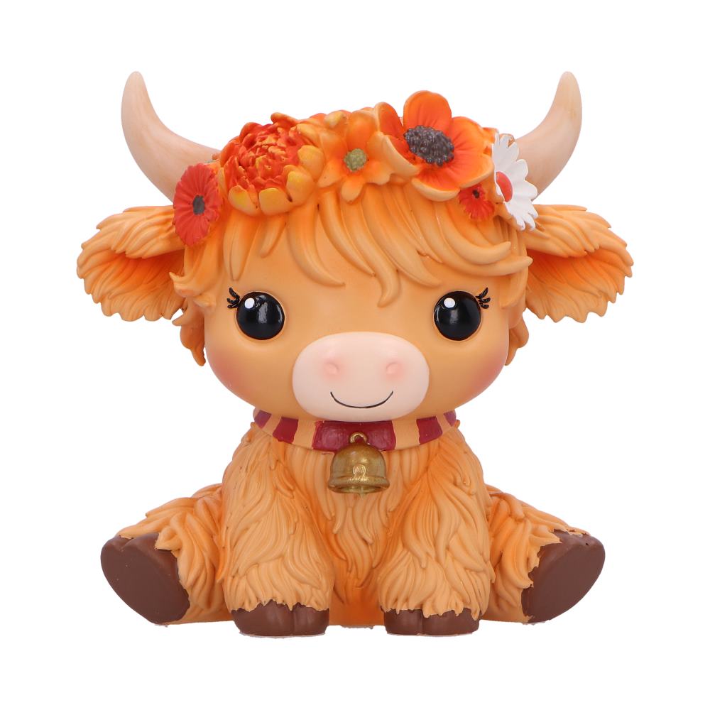 Marigold Orange Flower Cow Figurine 10.8cm