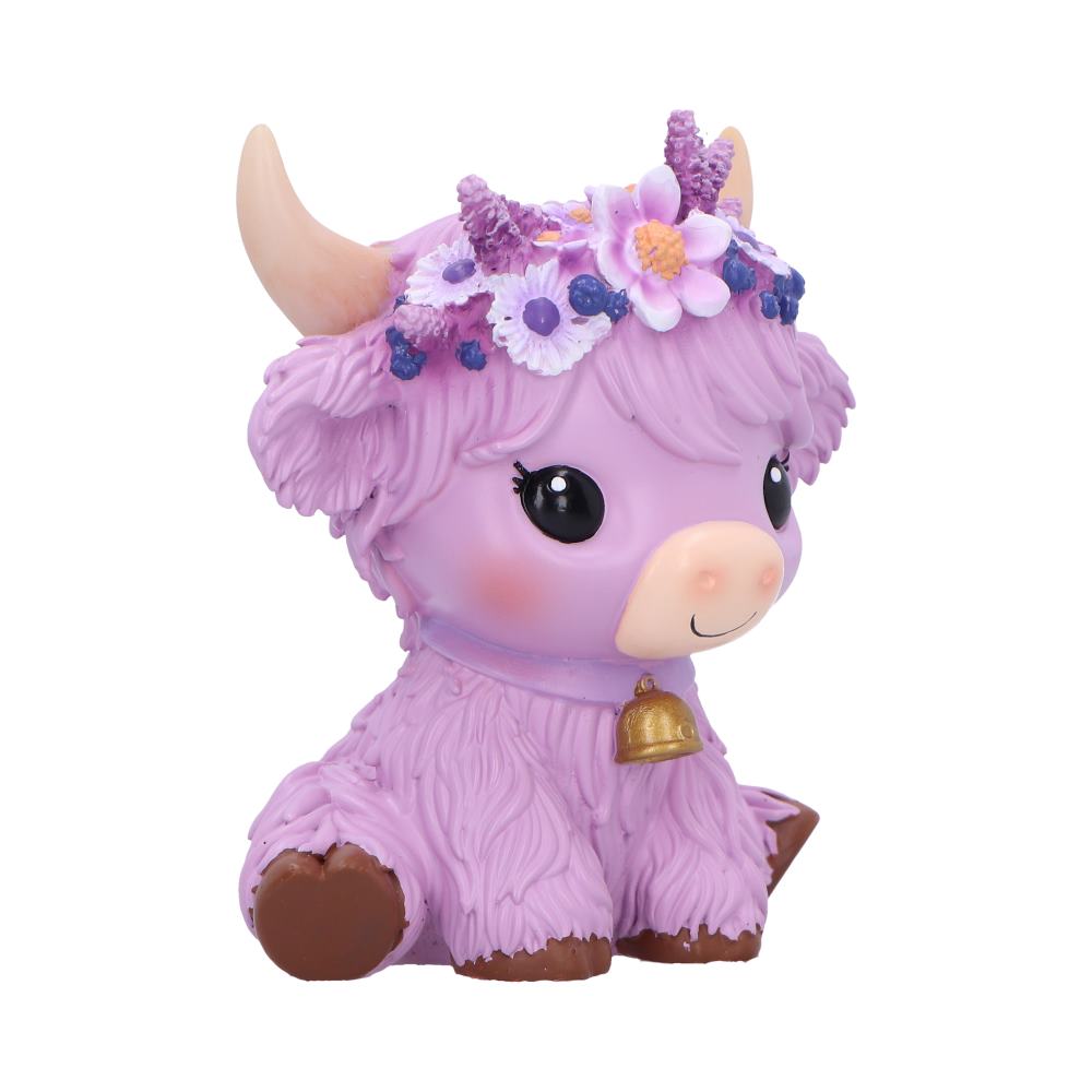 Hyacinth Purple Flower Cow Figurine 10.8cm - Image 3