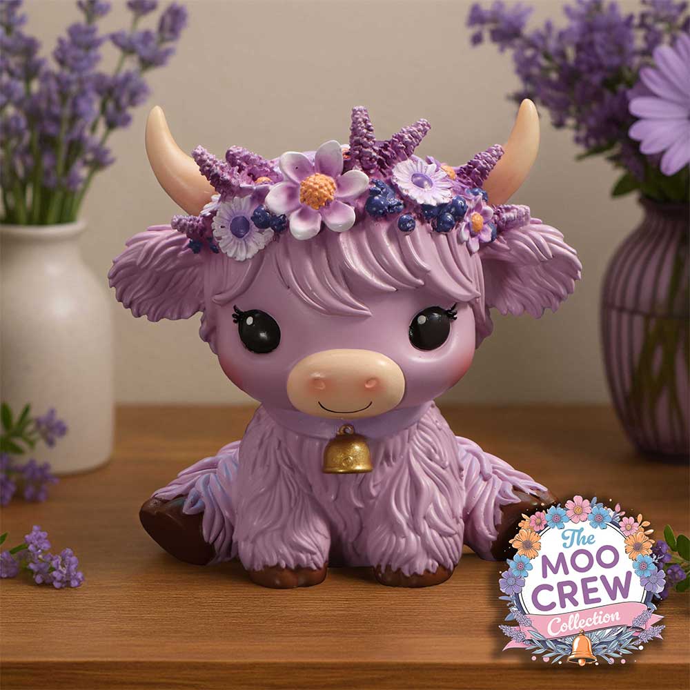 Hyacinth Purple Flower Cow Figurine 10.8cm - Image 5