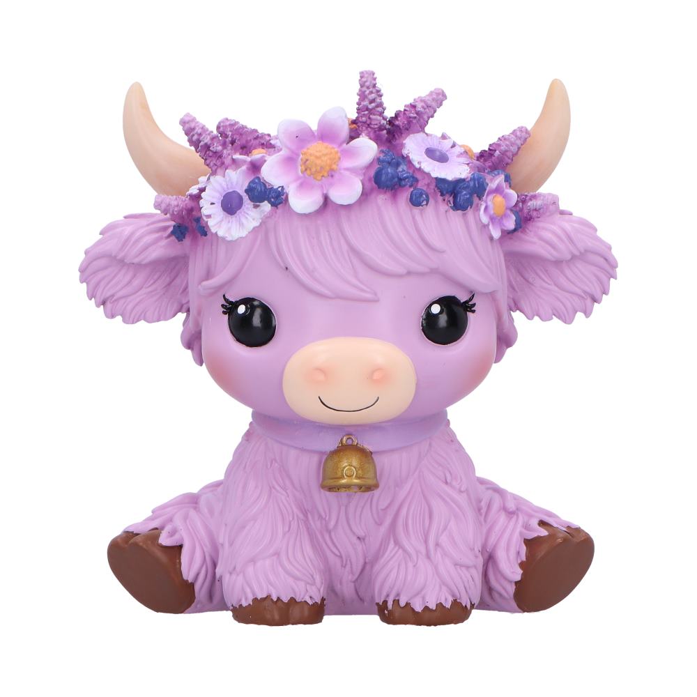 Hyacinth Purple Flower Cow Figurine 10.8cm
