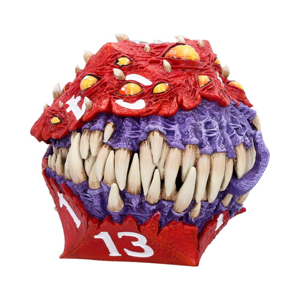 Red-and-purple monster figurine with sharp teeth and orange eyes, base numbered 13