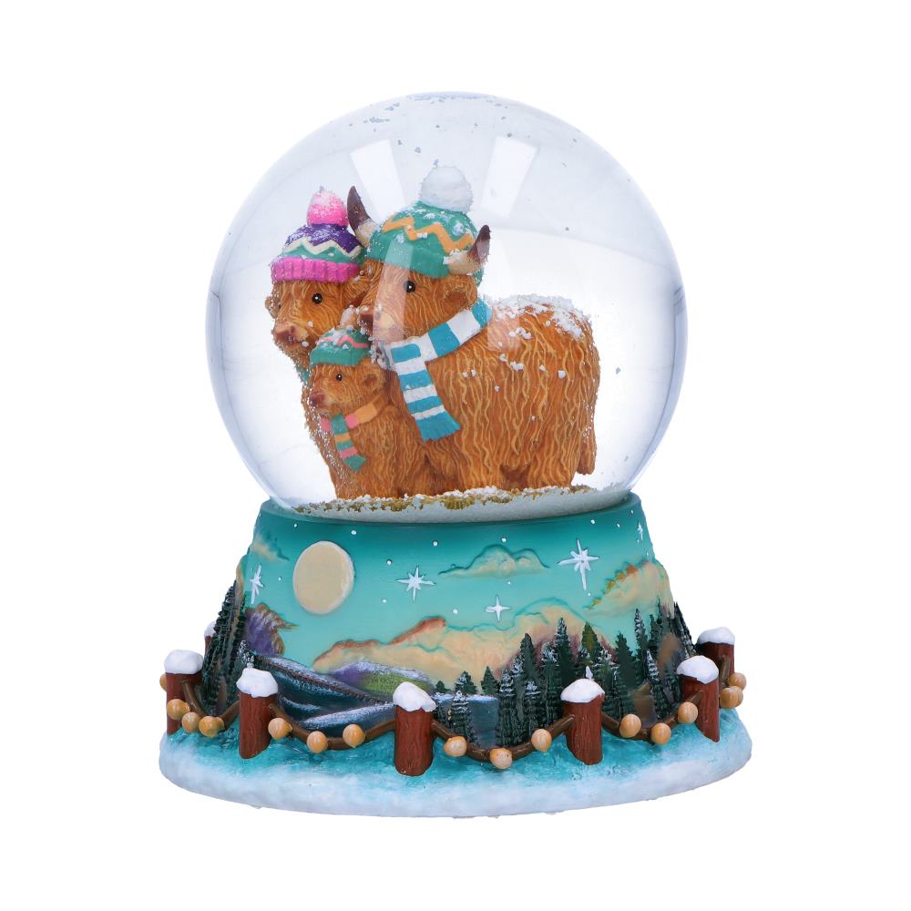 Winter Highland Cow Snow Globe 13.7cm - Image 2
