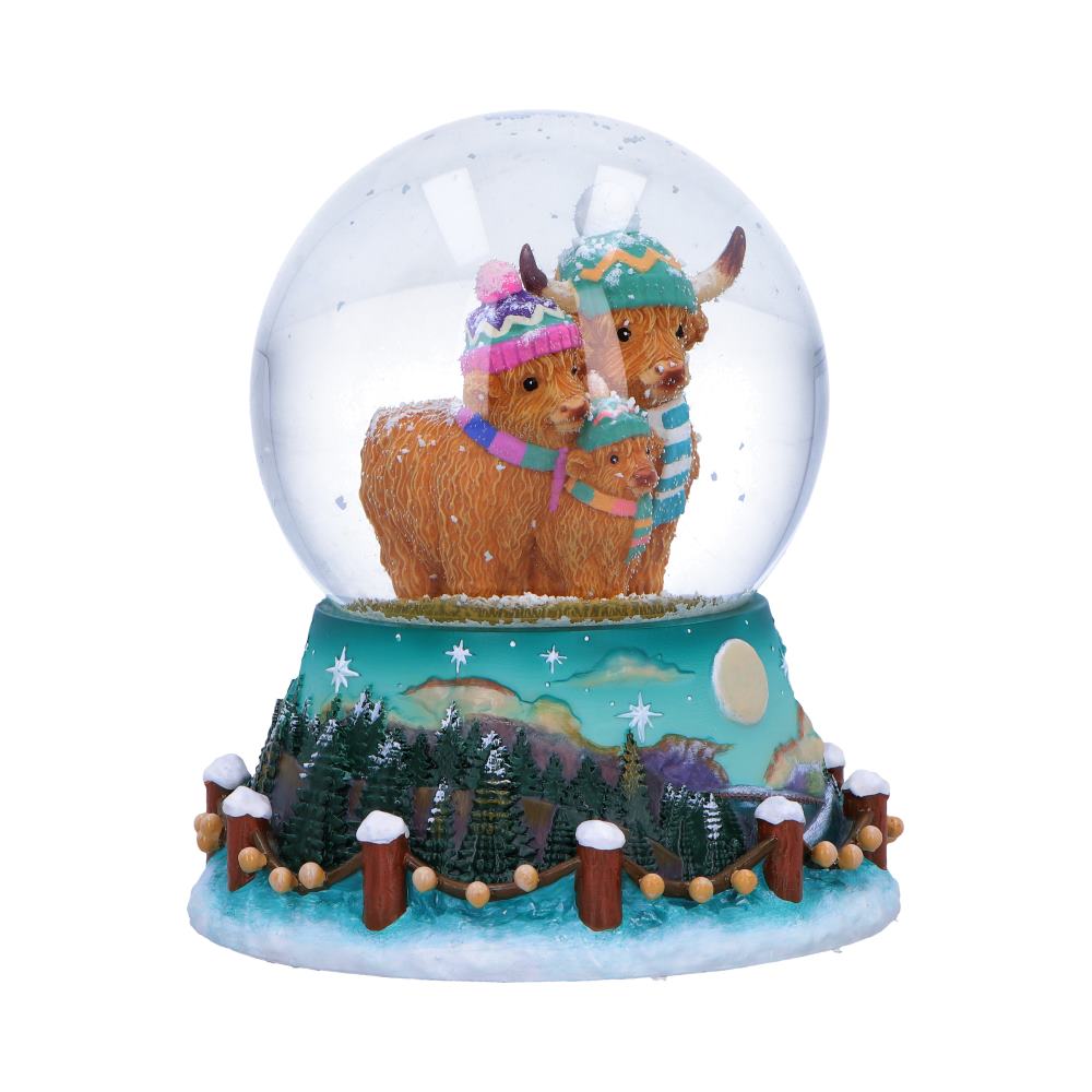 Winter Highland Cow Snow Globe 13.7cm - Image 3