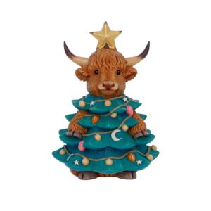 Winter Highland Cow Christmas Tree 13.5cm