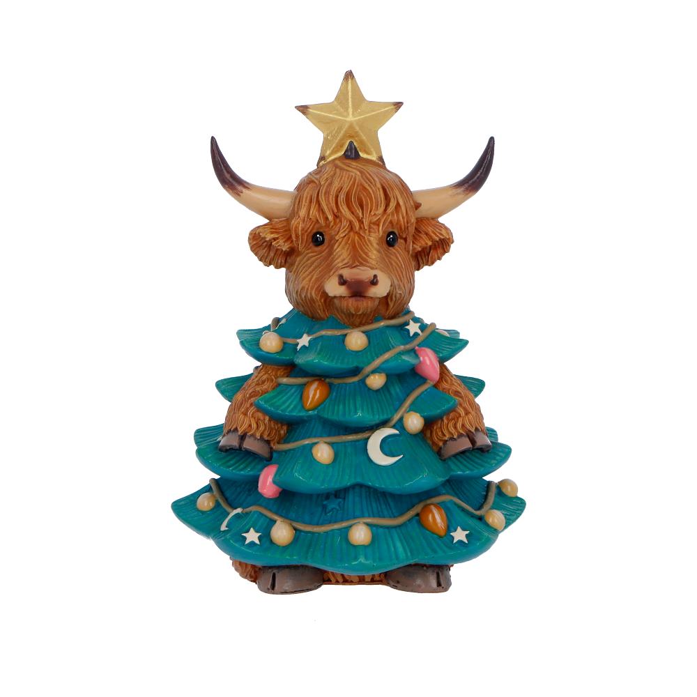 Winter Highland Cow Christmas Tree 13.5cm