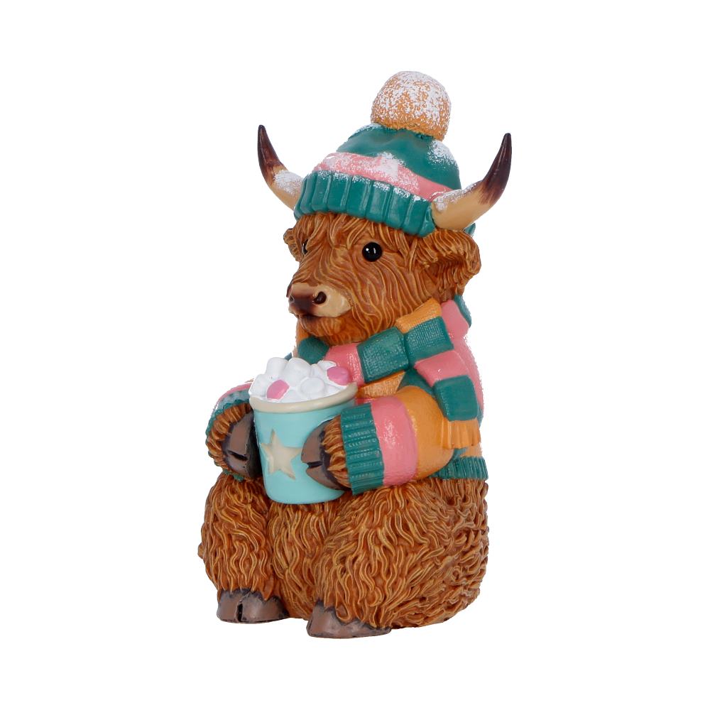 Winter Highland Cow Hot Cocoa Figurine 12.3cm - Image 2