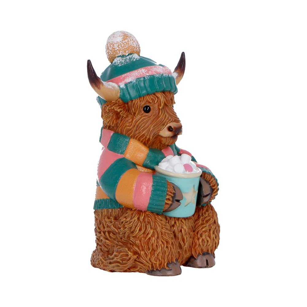 Winter Highland Cow Hot Cocoa Figurine 12.3cm - Image 3