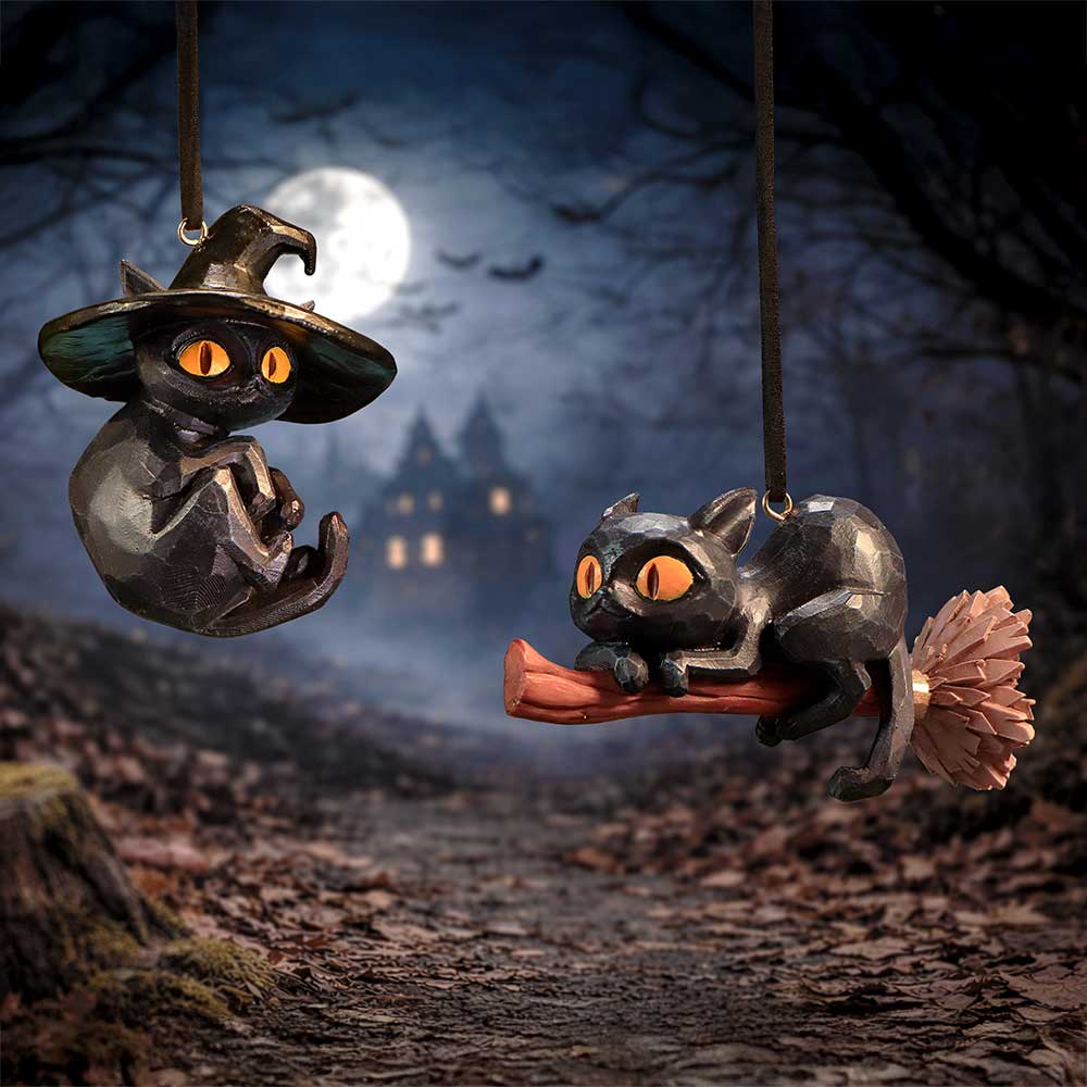 Curse and Claw Halloween Cats Hanging Ornaments (Set of 2) 7cm - Image 5