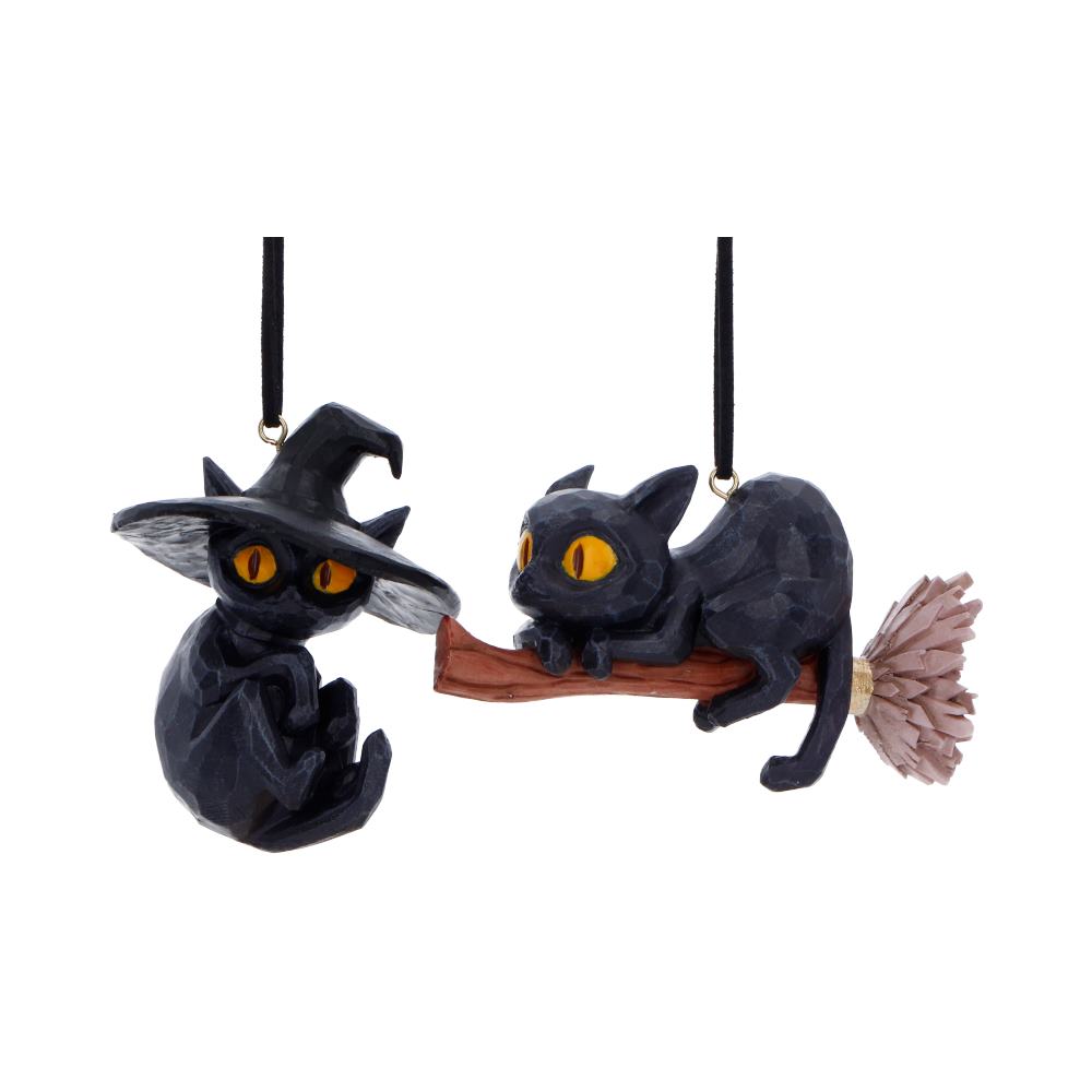 Curse and Claw Halloween Cats Hanging Ornaments (Set of 2) 7cm