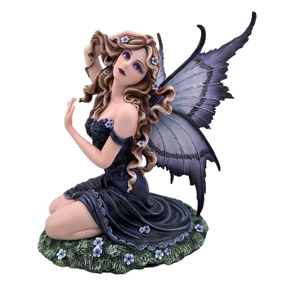 Lavender Enchanted Kneeling Fairy Figurine