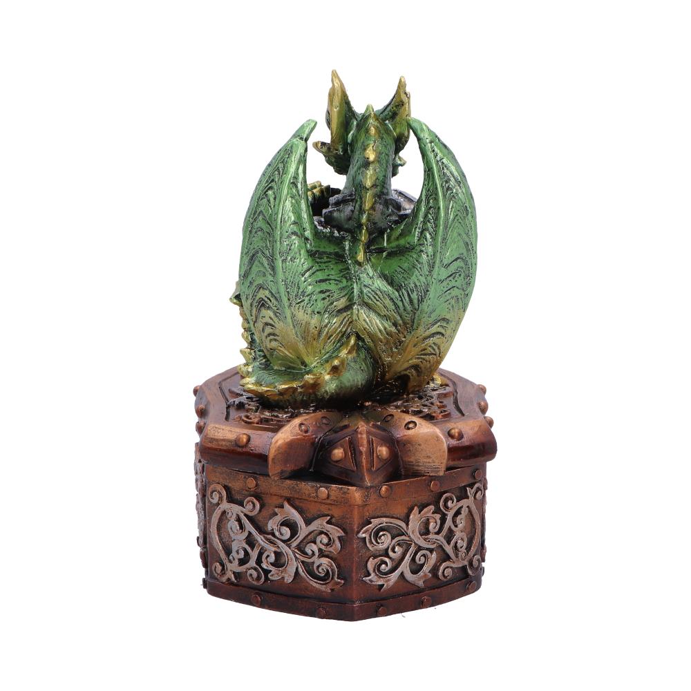 Green dragon statue perched on an ornate carved wooden base, decorative figurine for home decor