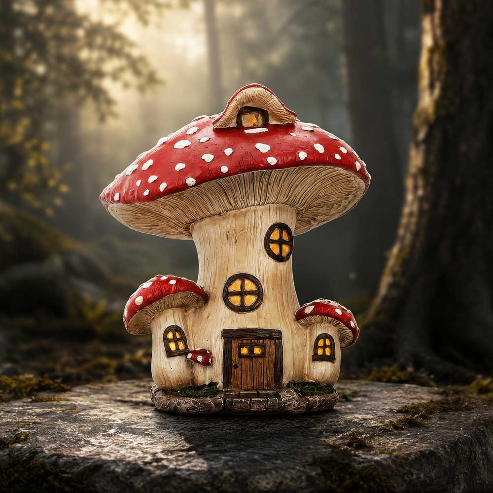 Mushroom Toadstool Cottage Figurine 21cm - Image 5