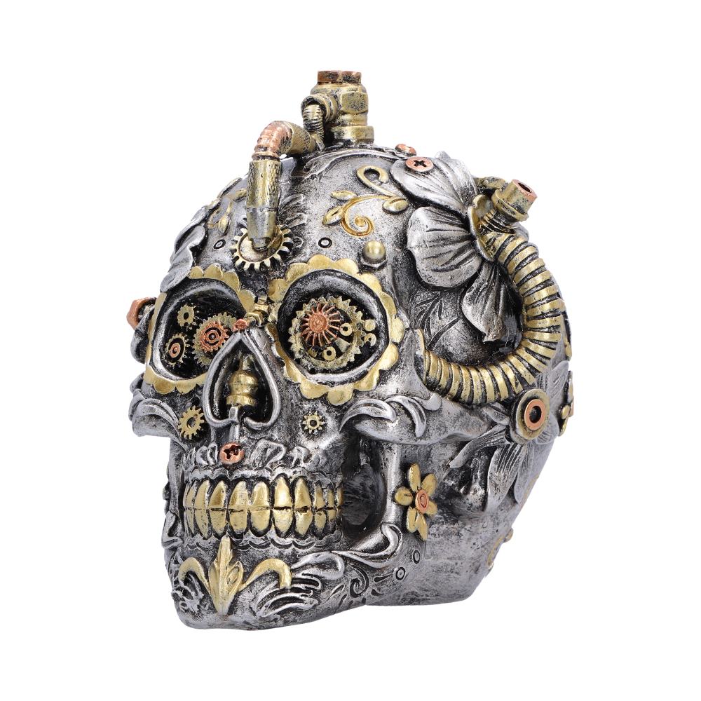 Floral Automaton Clockwork Skull Ornament 13cm - Image 2