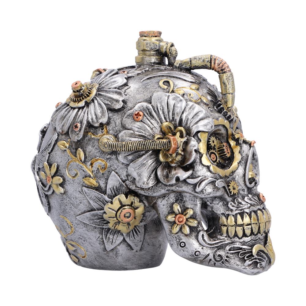 Floral Automaton Clockwork Skull Ornament 13cm - Image 4