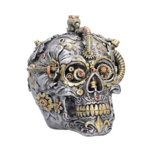 Floral Automaton Clockwork Skull Ornament 13cm