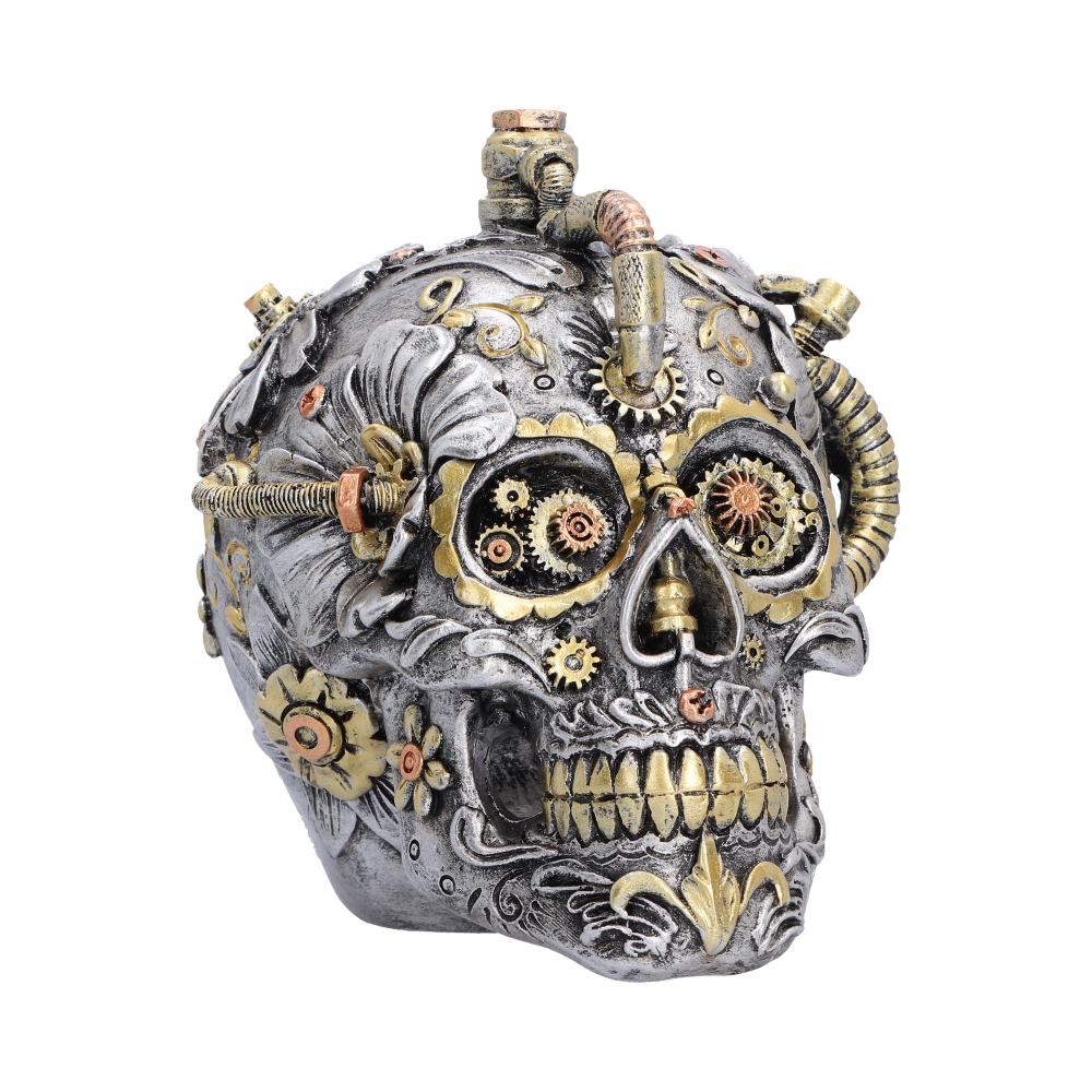 Floral Automaton Clockwork Skull Ornament 13cm