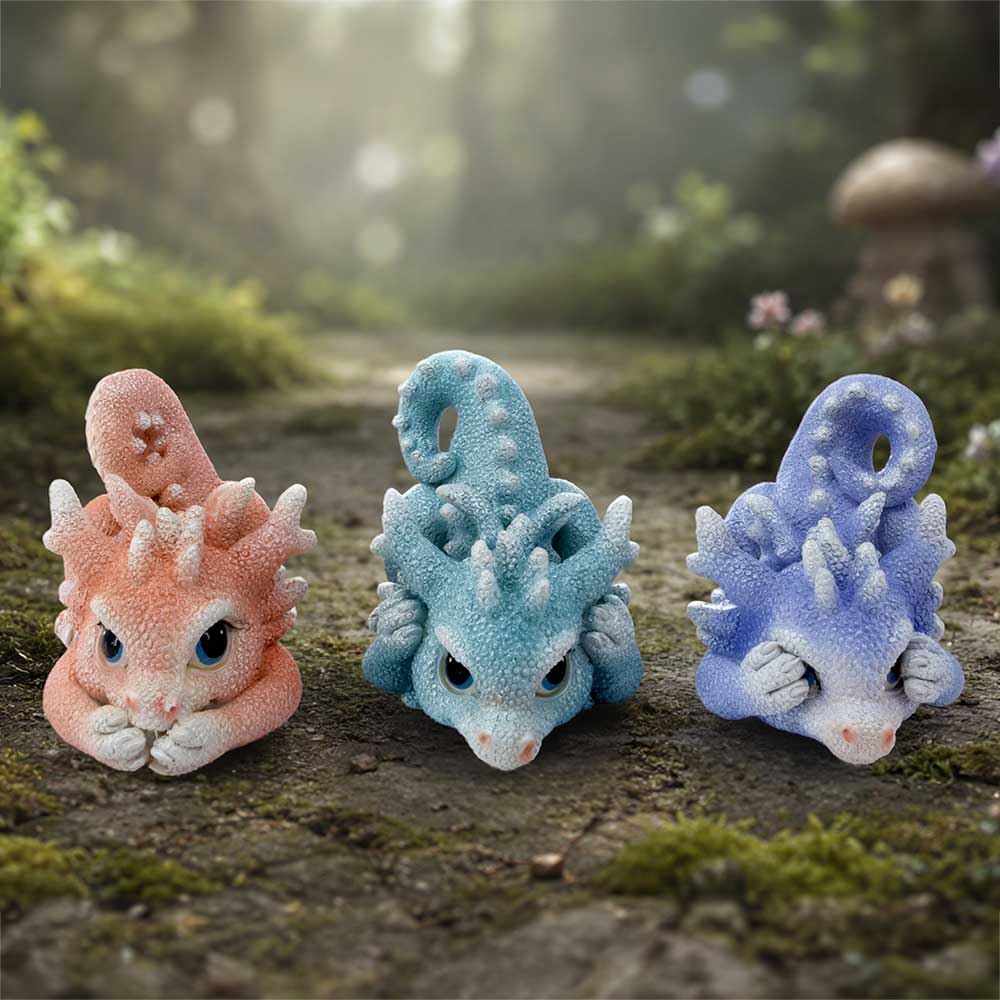 Three Wise Coralscale Dragonlings Figurines 5.8cm - Image 5