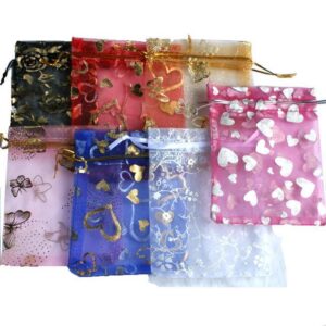 Organza Wedding Favour Party Gift Bags Jewellery Pouch (Set of 5 10x12cm)